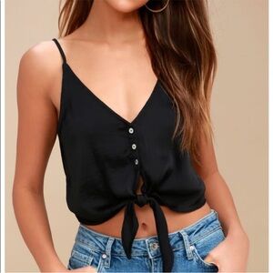 Free People Elegant Black Tie-Front Women's Top